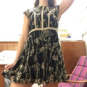 Free People High Neck Embroidered Floral Dress